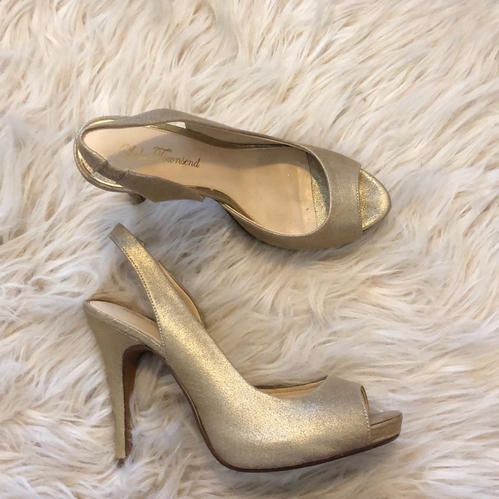 Metallic gold heels